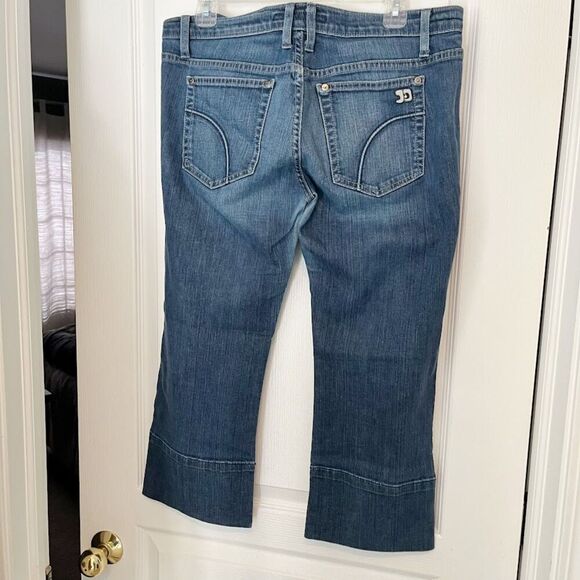 Joe's Socialite Kicker Low Rise Wide Leg Pocket Crop Medium Wash Stretch Jeans - Picture 4 of 14